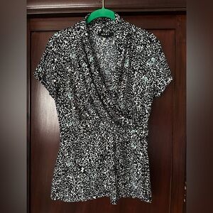 DKNY Faux Wrap Animal Print Blouse